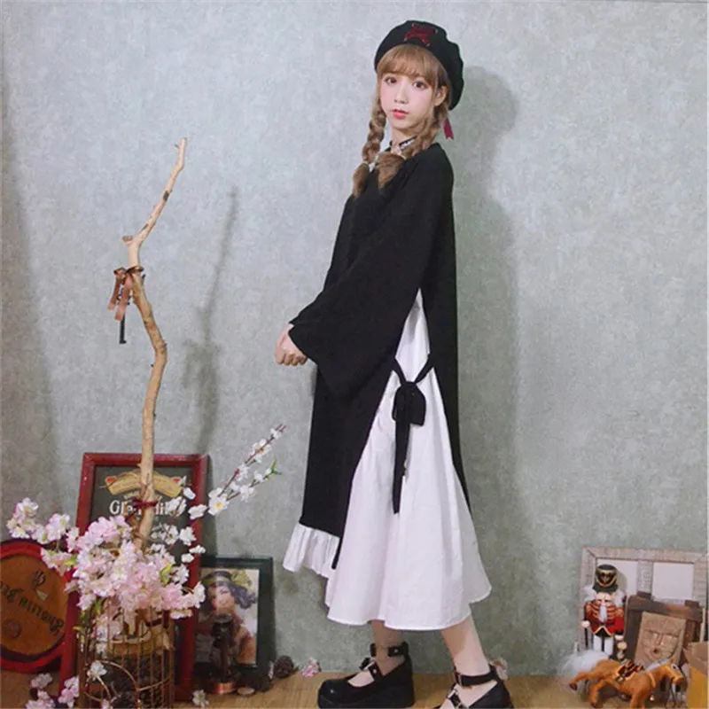 Платье большого размера осень 2019 новое платье свободные милые длинные платья для