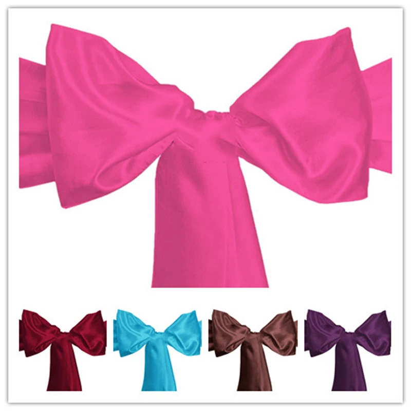 

100pcs 6"*108" (16*275cm) Chair Sash Chair Cover Bows Satin Wedding Party Home Decorations Home Customize Chair Sash