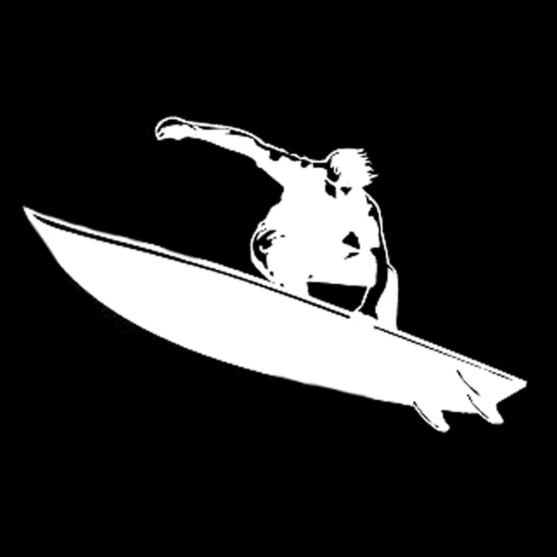 

13.5CM*8.4CM Interesting Surfboard Ocean Extreme Sport Vinyl Car Sticker Black/Silver S9-1044