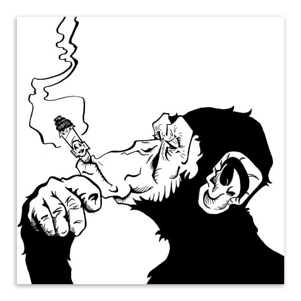 Модные черные белые курительные животные Gorilla художественные принты постер
