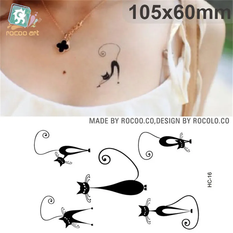 

Body Art waterproof temporary tattoos for lady women sexy 3d black cat design flash tattoo sticker Free Shipping HC1016