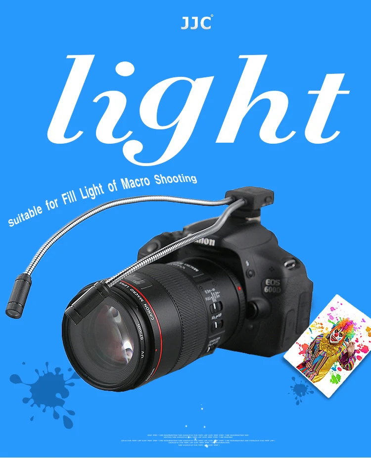 JJC DSLR Камера гибкий макро светодиодный лампы Вспышка светильник скорость светильник для Canon 60D/5dmarkii/5dmarkiii/760D/750D/sony/Nikon светильник Инж