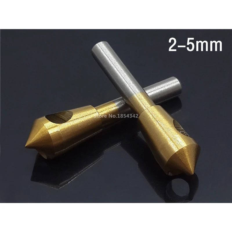 2 шт набор 5 мм титановая Зенковка сверло Буровое для зачистки конических