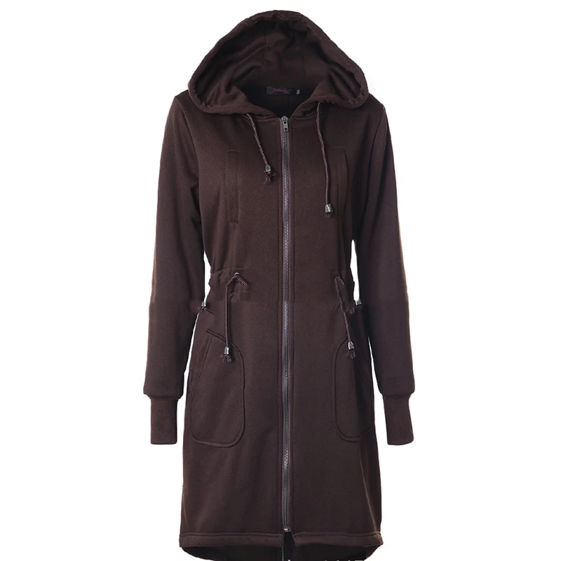 2018 Женская Повседневная Длинная толстовка с капюшоном на шнурке длинным рукавом