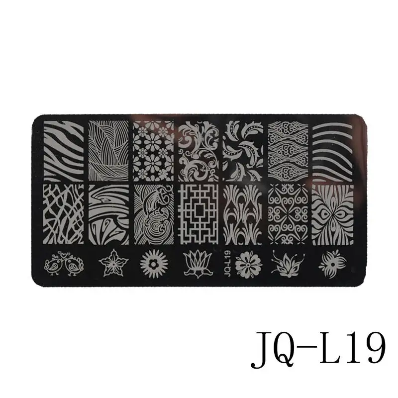 JQ-L19 12x6 см из нержавеющей стали Кружева животных/кокосовое дерево изображения дизайн ногтей DIY принтер изображения маникюрные трафареты шаблоны тиснения ногтей - Цвет: JQ-L19