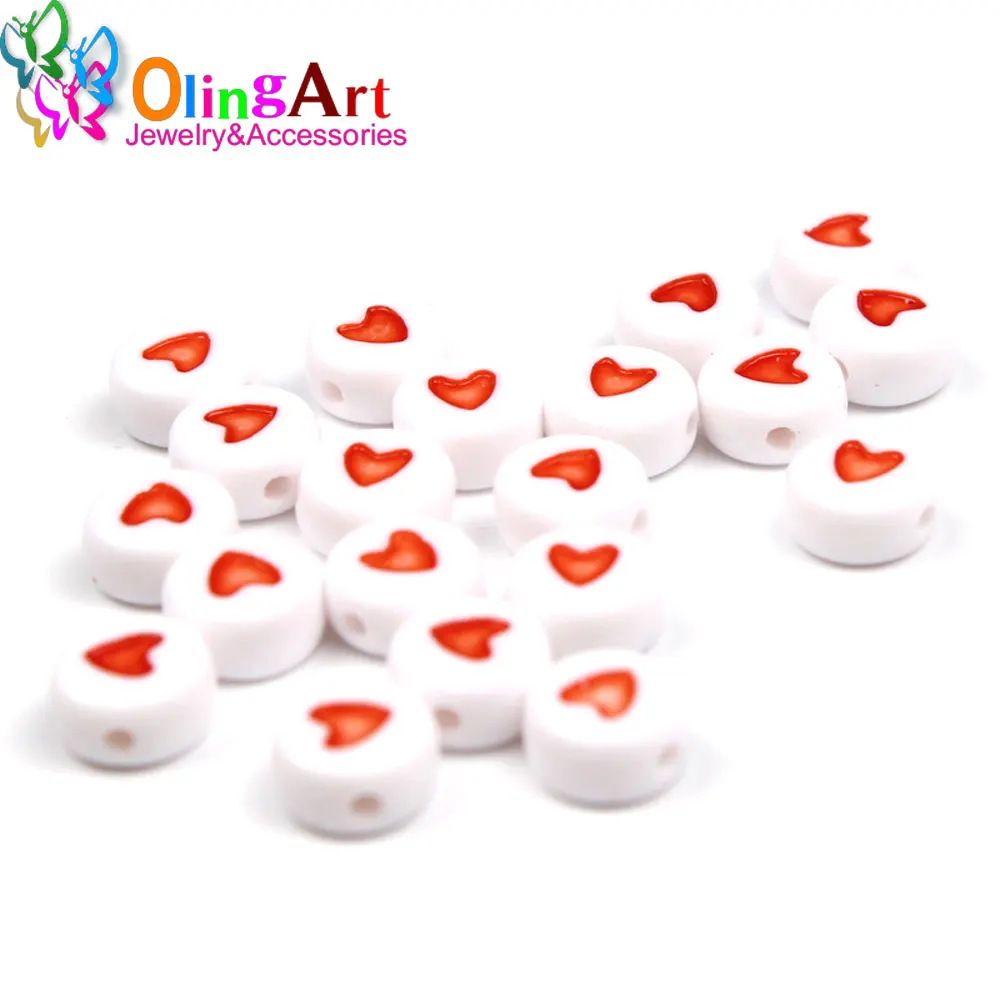 OlingArt 7*4 мм 100 шт. круглые разноцветные акриловые бусины серебряного цвета Твердые