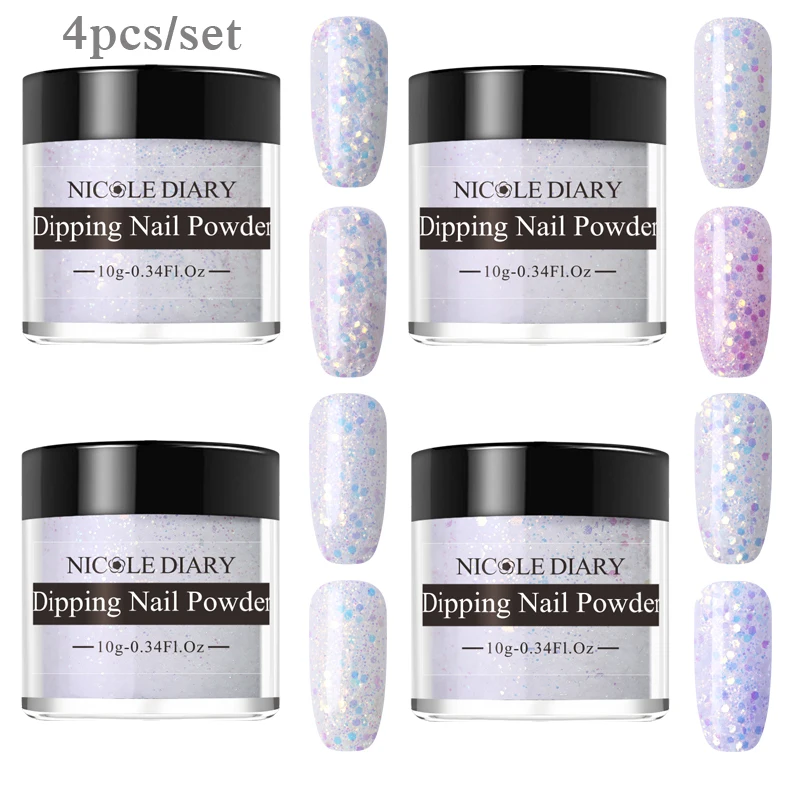 set 13 NICOLE Дневник 10 г погружающийся набор пудры для ногтей светильник чувствительный Dip порошок для ногтей пигмент пыль хлопья блестки изменение цвета Советы Декор - Цвет: set 13