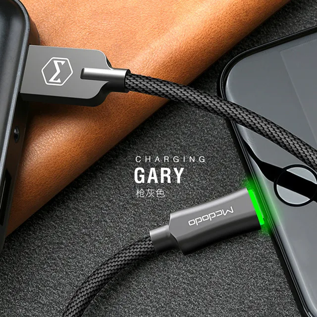Grey MCDODO USB кабель для iPhone X 8 7 6 6S Plus 5 Автоматическое отключение быстрое зарядное устройство данных usb кабель для зарядки для iPhone XS MAX XR адаптер - Цвет: Grey