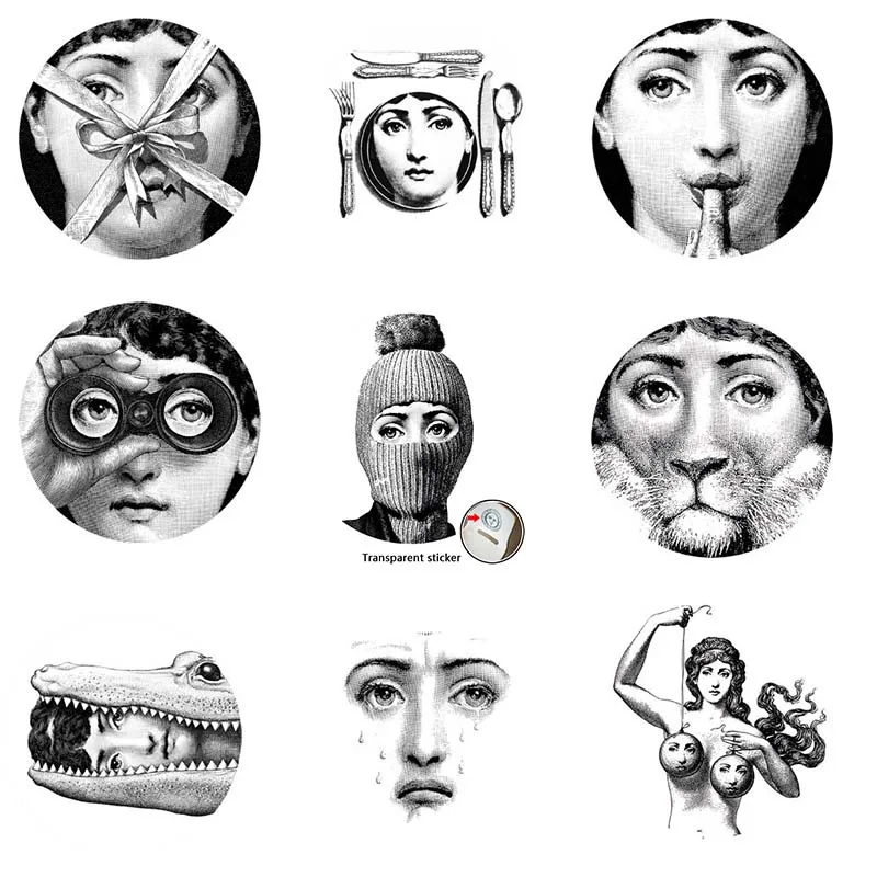 7 Fornasetti дизайнерские обои 9 шт Милан прозрачные наклейки для украшения гостиной пять размеров - Цвет: 7