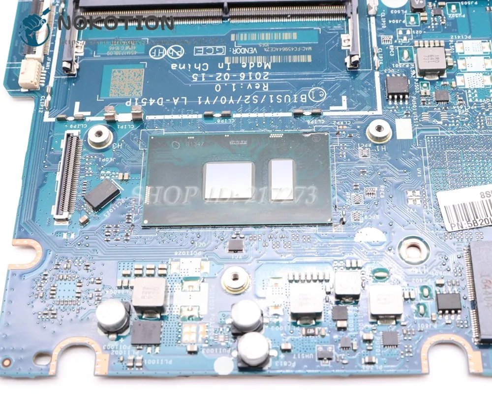 Материнская плата NOKOTION для Lenovo yoga 510-14isk материнская ноутбука SR2EX 4405U ЦП 5B20L46044 BIUS1 S2