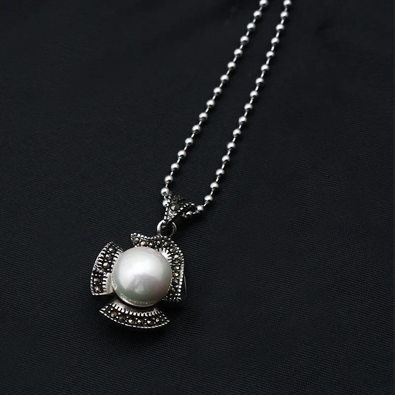 Женское винтажное ожерелье из нержавеющей стали с жемчугом подвеской в виде 3