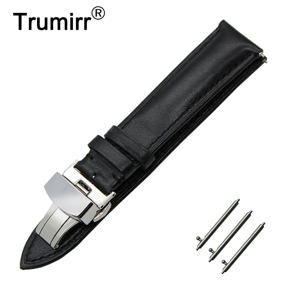 

18mm 20mm 22mm Genuine Leather Watch Band Quick Release Strap for Frederique Constant Butterfly Buckle Wrist Belt Bracelet Black
