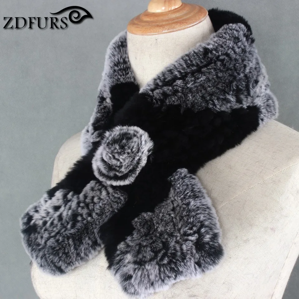ZDFURS* прекрасный женский Настоящий мех кролика шарфы розовый дизайн девушки шарф из натурального меха обертывания Зимний мягкий бренд кролик глушитель