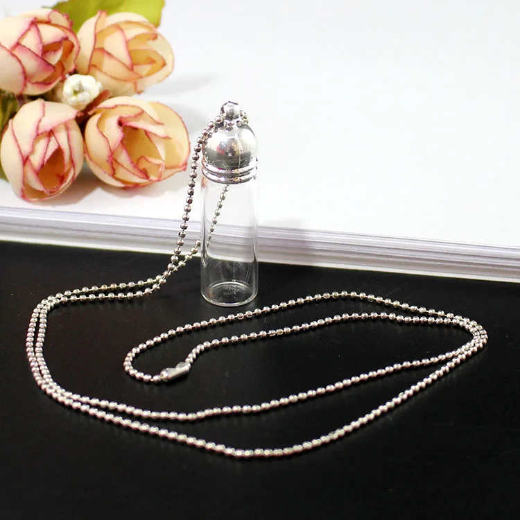 Large-Ball chain 2 шт бутылочка для парфюма подвеска-ароматизатор брелок-бутылка Цепочки и ожерелья эфирное масло бутылки кулон Цепочки и ожерелья ювелирные украшения сделай сам - Окраска металла: Large-Ball chain