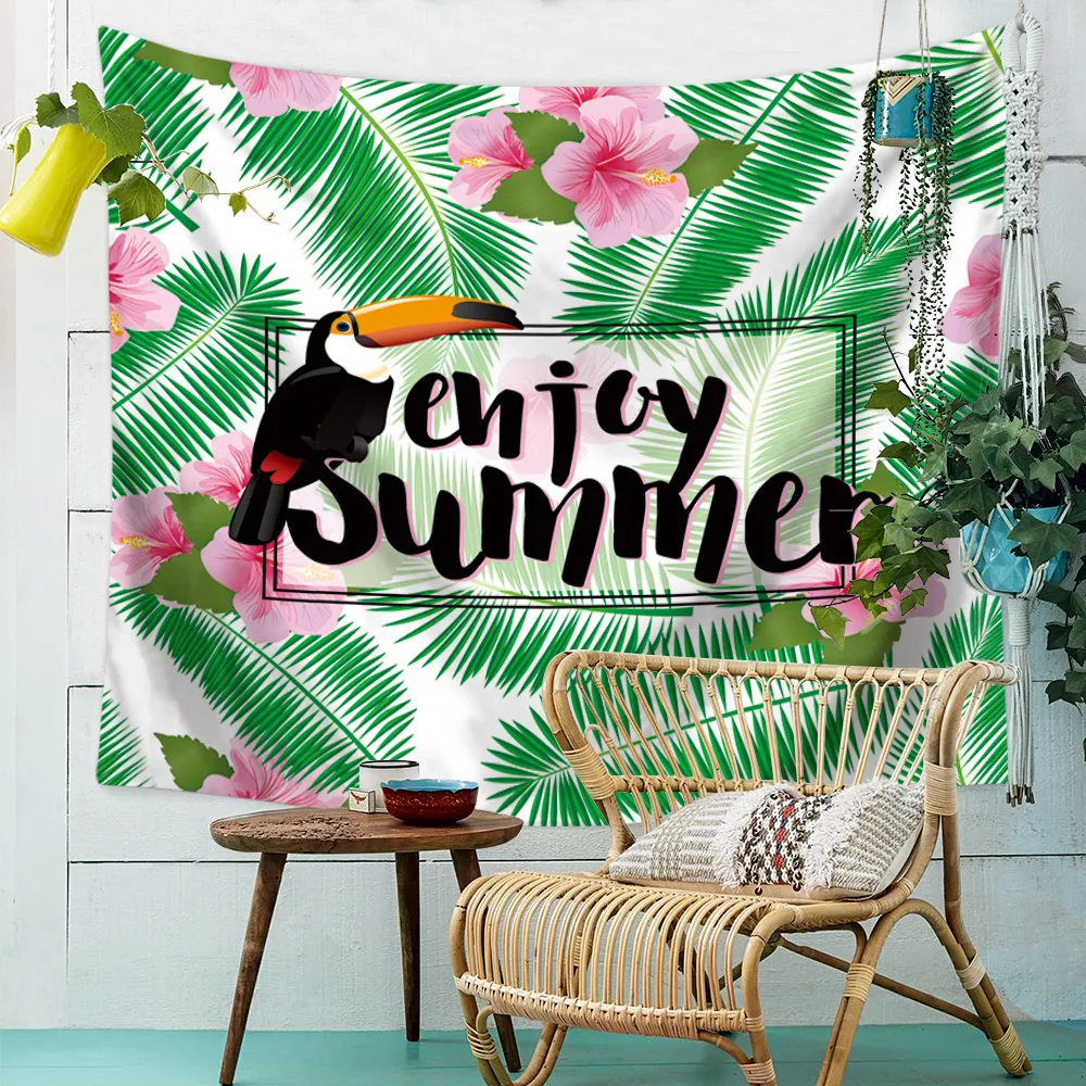 RZCortinas зеленый лист настенный гобелен для украшения дома простыня полиэстер