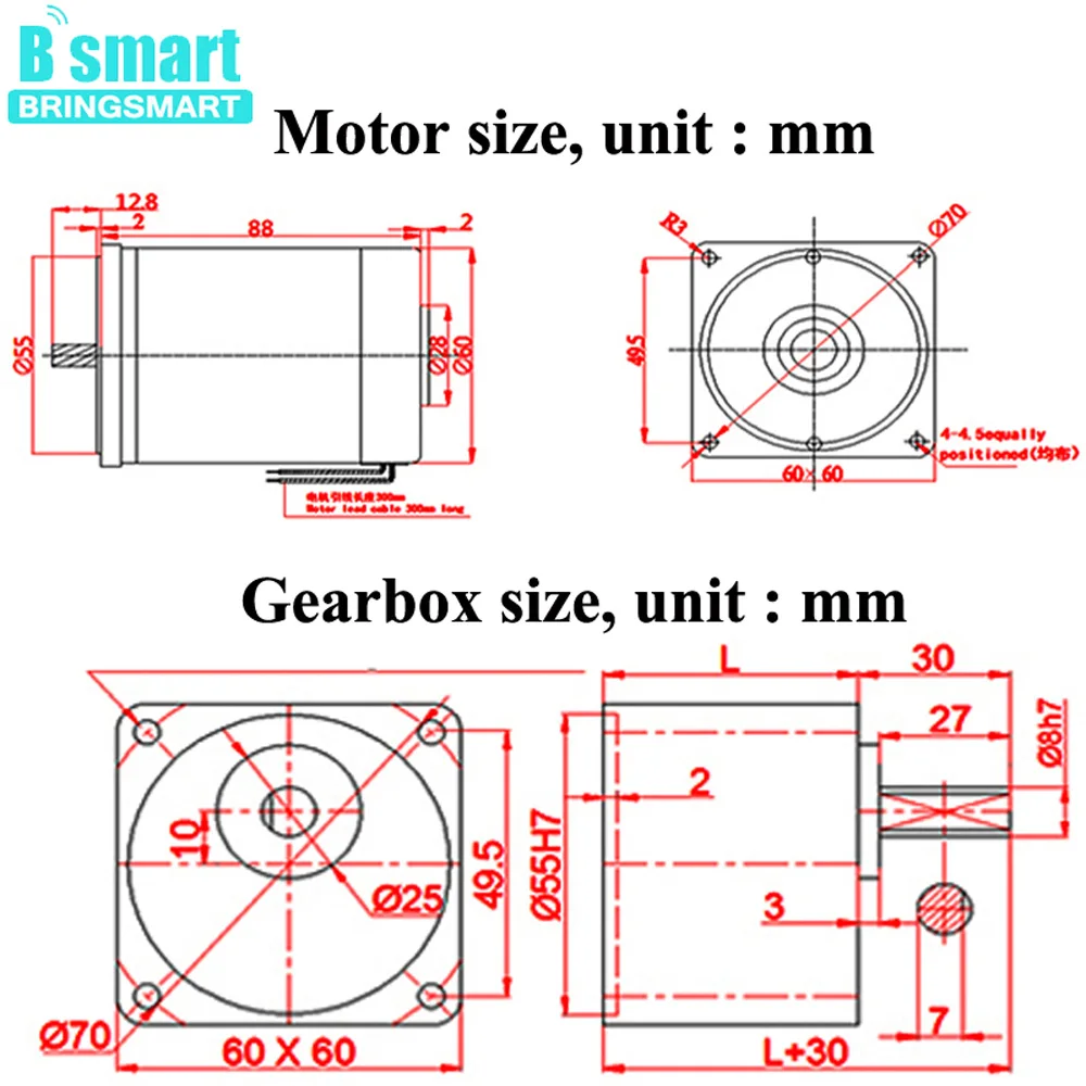 Реверсивный электродвигатель постоянного тока Bringsmart 2D15GN 24 12 вольт|reversible motor|dc gear