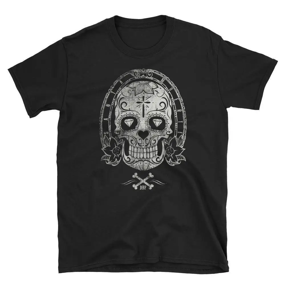

2019 New Mens Diamond Eyes Day of The Dead Skull Rock Men's T-Shirt Tee Shirts