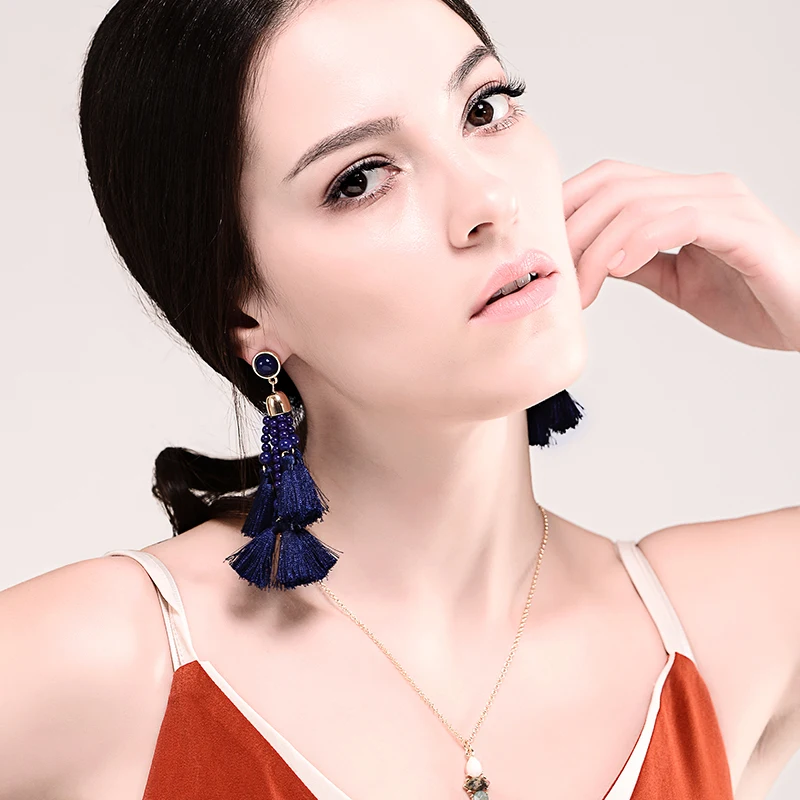 Женские акриловые серьги с бахромой в этническом стиле|tassel fringe earrings|fringe earringsdrop