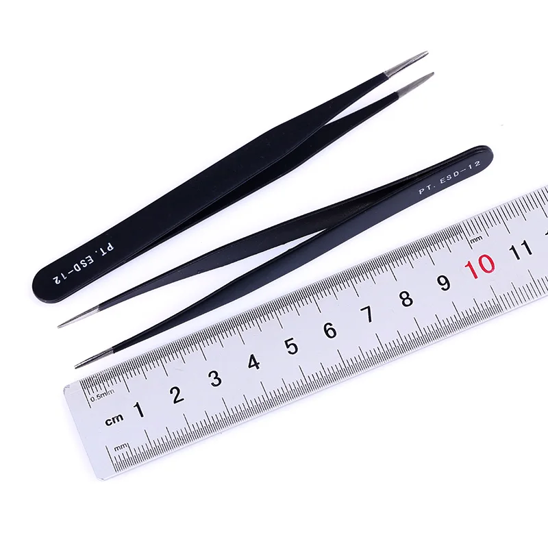 Blueness 1 шт. черные Антистатические инструменты для дизайна ногтей из нержавеющей