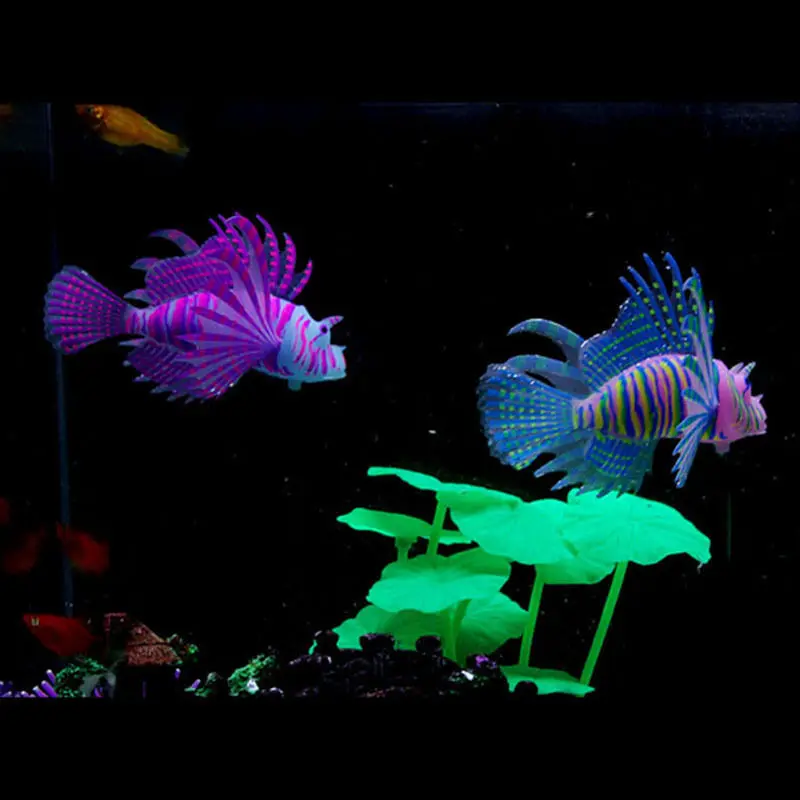 

Glow In Dark Artificial Aquarium Lionfish Ornament Fish Tank Jellyfish Decor Luminous Simulation Of Colored Lionfish New Popular