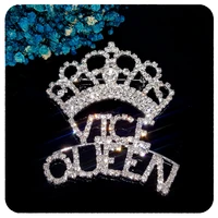 grandbling new arrival blingbling crystal vice queen crown brooch jewelry for womens bag hat decoration