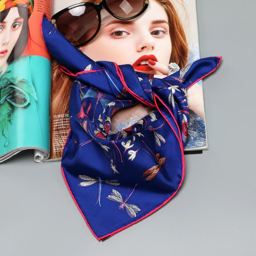 Маленький квадратный шелковый шарф 100% Шелковая Бандана шейный платок модные