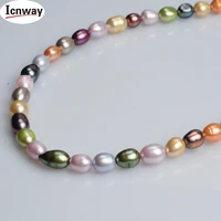 5strands natural aa rice multicolor freshwater pearl 6 7mm for jewelry making 15inches diy necklace freeshipping wholesale