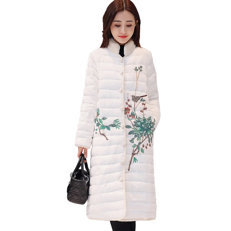 

New Women Long Warm Coat Parka High Collar White Jacket Korean Version Jackets Female Parkas Plus Size thick Over Knee Outerwear