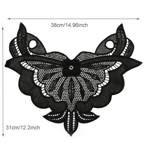 1 шт. черный полиэстер 3D цветок кружевная ткань аппликация мотив с блестками блузка швейная отделка «сделай сам» на декольте Воротник украшение костюма