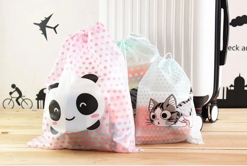 

10 pieces Polka Dot Cartoon PVC Waterproof clothing Storage Bag Beam port pouch