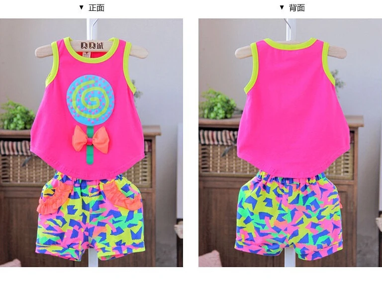Sales promotion baby set girl sets love print T-shirt/vest+ shorts/pant summer clothing 0---3years sports suit | Мать и ребенок