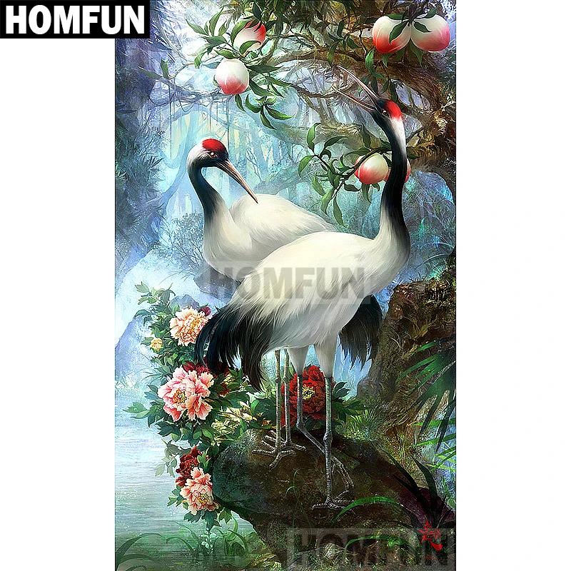 Алмазная 5D Вышивка HOMFUN A02082 полноразмерная/круглая картина кран и персик вышивка