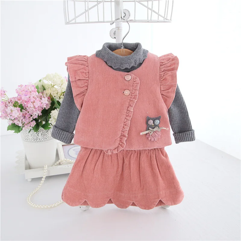 Оптовая продажа 5 шт/лот Одежда для маленьких девочек комплекты одежды из 2