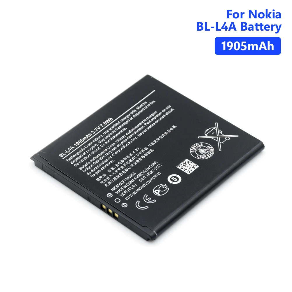 1905 мАч BL-L4A литий-полимерные батареи для мобильных телефонов для microsoft Nokia Lumia 535 RM-1090 RM-1089 Dual 830 RM-984