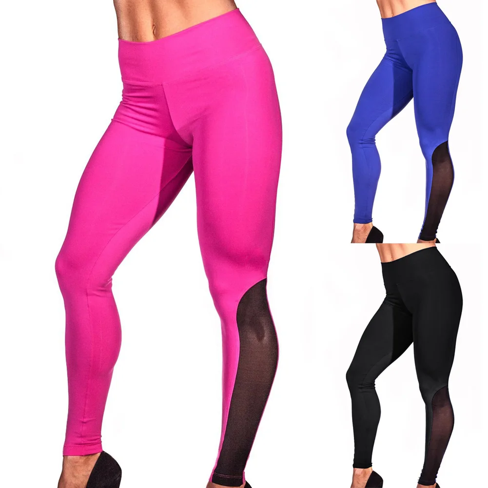 Горячие сексуальные женские сетчатые лоскутные леггинсы брюки спортивные Капри