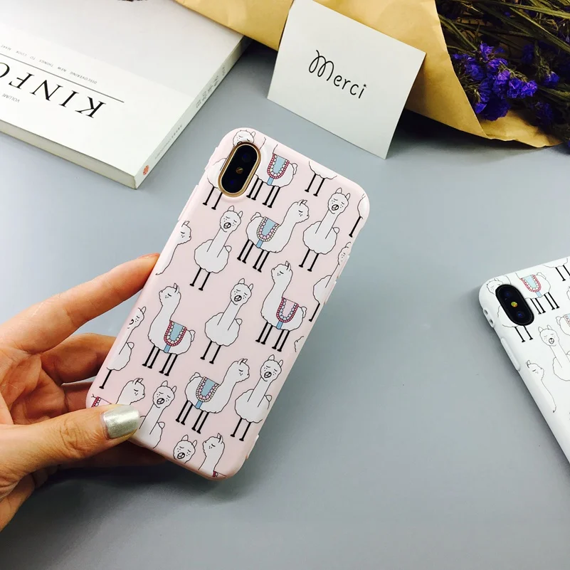 YiKELO Милый Мультфильм Альпака животные чехол для телефона iPhone X 6 6s 7 Plus Мягкий ТПУ