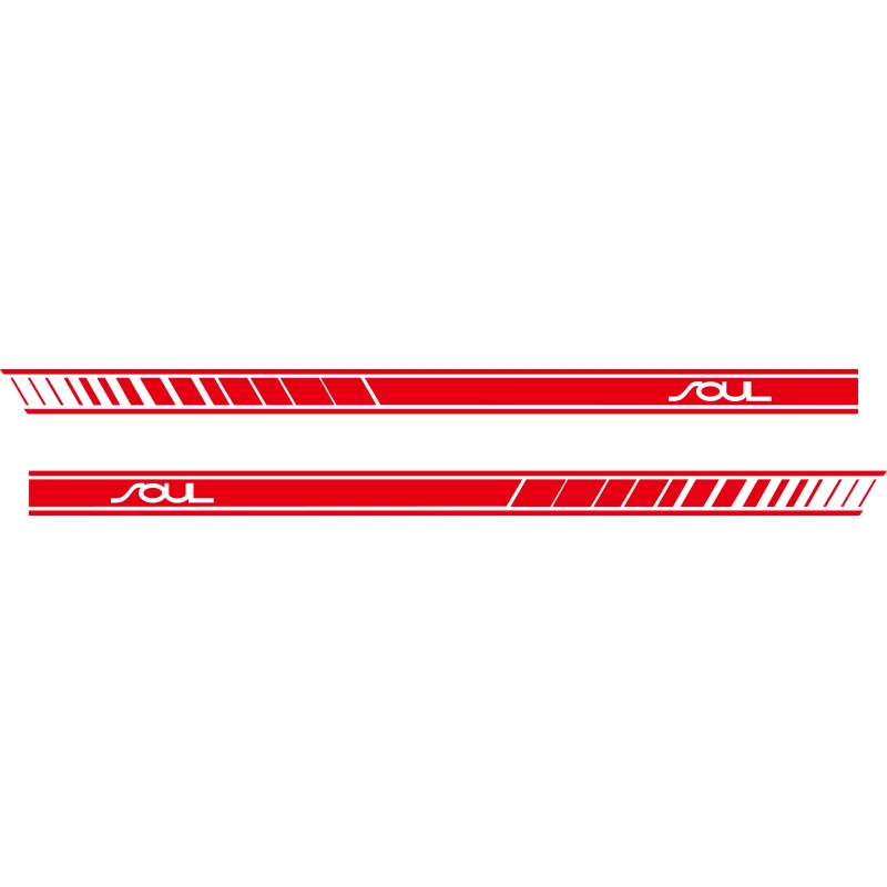 Red 2 шт. автомобиля боковые полосы боковые юбки графика виниловые наклейки гоночный спортивный автомобиль стикер s для Kia Soul - Название цвета: Red