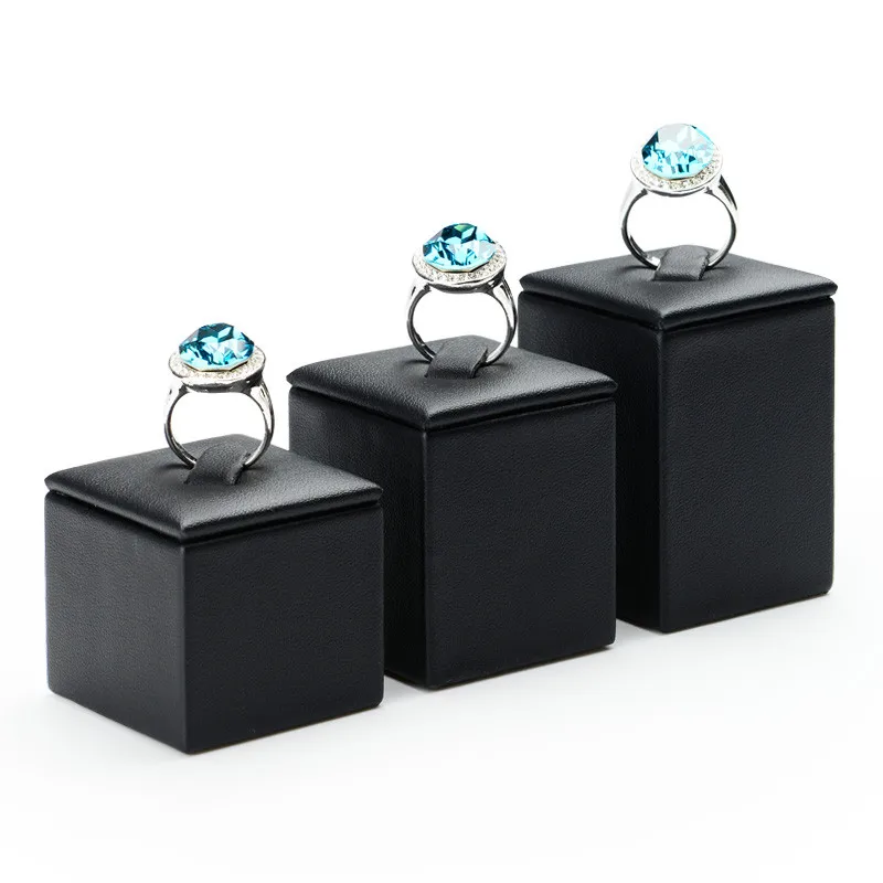 3 шт Новая мода Черное Кожаное Кольцо Дисплей Держатель дисплей стойка ювелирных