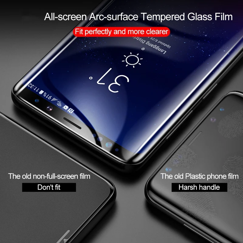 Полное покрытие пленки для samsung S9 S8 плюс HD прозрачно закаленное Стекло Примечание