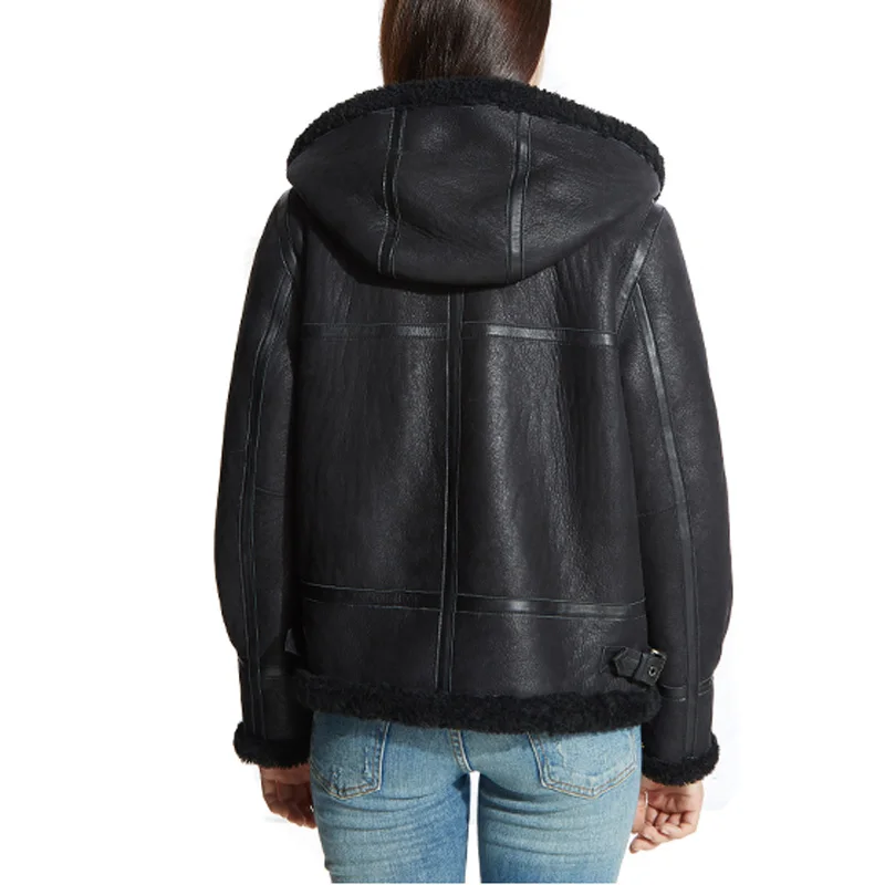 Manteau femme hiver женская зимняя куртка из натурального овечьего меха, короткое пальто из овчины с капюшоном из натуральной шерсти, манто для женщин