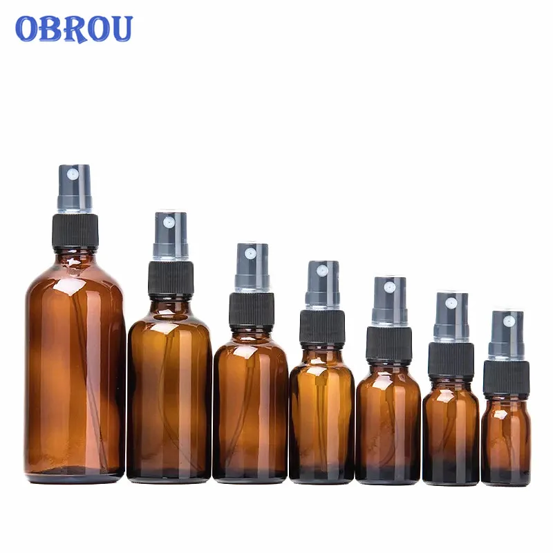 

Free shipping!! one carton 5ml 10ml 15ml 20ml 30ml 50ml 100ml amber spray pump glass perfume bottles with mist sprayer cap