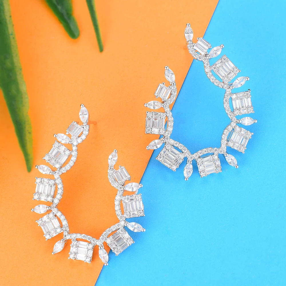 SisCathy 2019 Elegant Women Earrings Iregular Geometry Full Pave Cubic Zirconia Stud Statement Ear Party Accessories | Украшения и