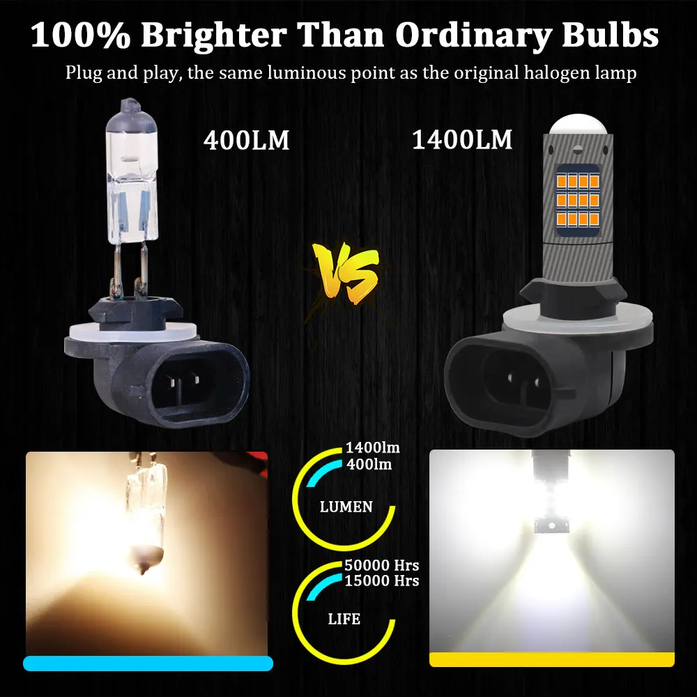 BMT h27 h27w2 h27w/2 LED Bulb h27w 880 881 h27w1 42SMD led fog lights lamp cars daytime running lights DRL LED 12V 24V Auto Lamp