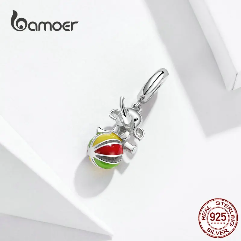 Bamoer цирковой Детский слон Шарм подходит для оригинала 925 серебряный браслет со змеей стерлингового серебра клизма подвеска Подвески BSC091