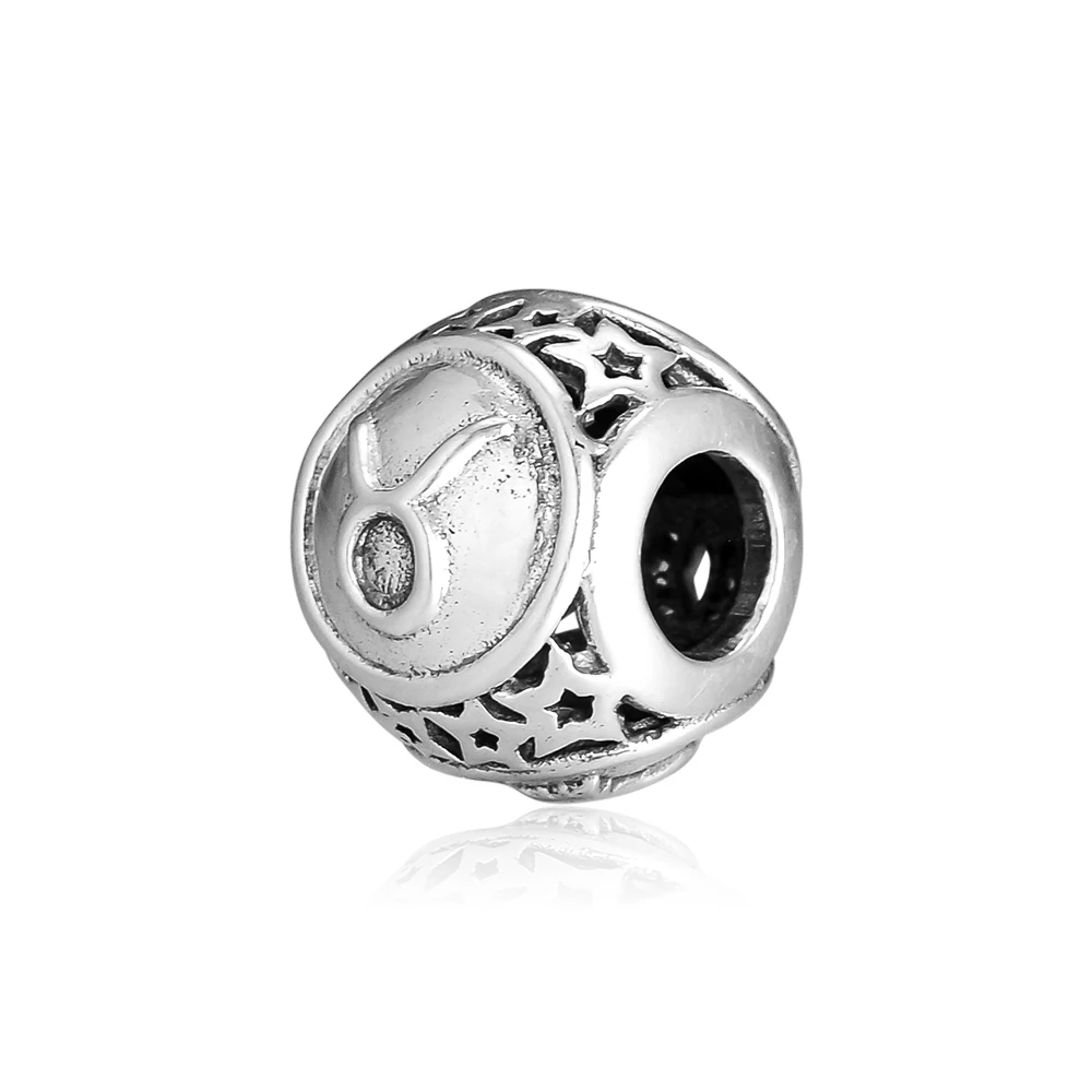 Подходит для Berloque Pandora браслет из стерлингового серебра 925 пробы Телец звезда