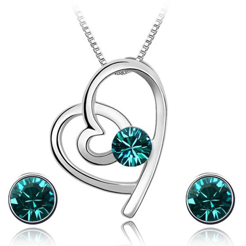 Классические серьги гвоздики в форме сердца набор ювелирных изделий кулон и с