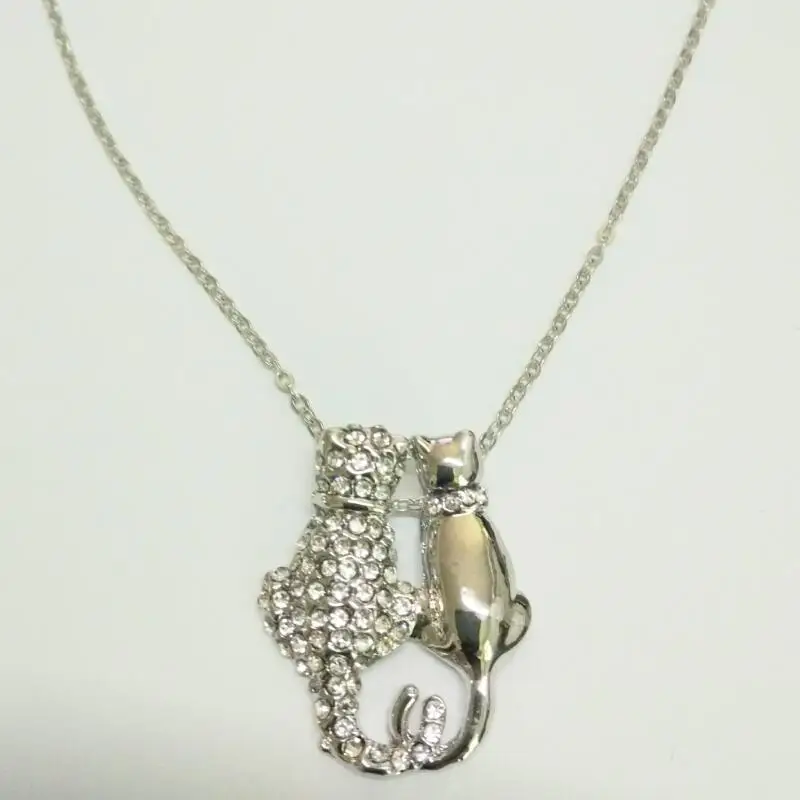 Ожерелье AAAA + стразы с подвеской в виде котят для влюбленных пар модные ювелирные