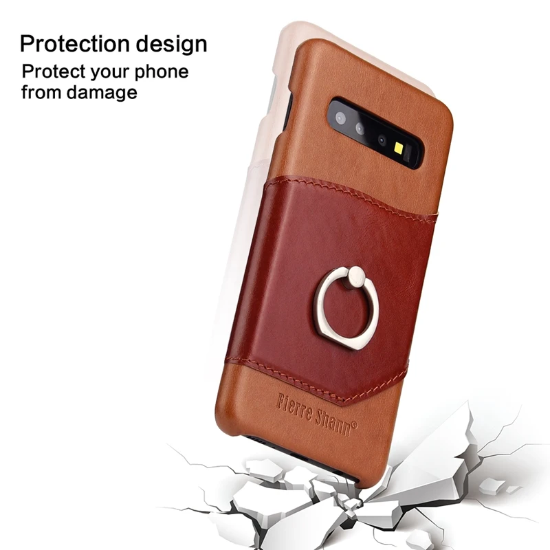 Kickstand Genuine Leather Case for Samsung Galaxy S10e Card Holder Shockproof S10 Plus Finger Ring |