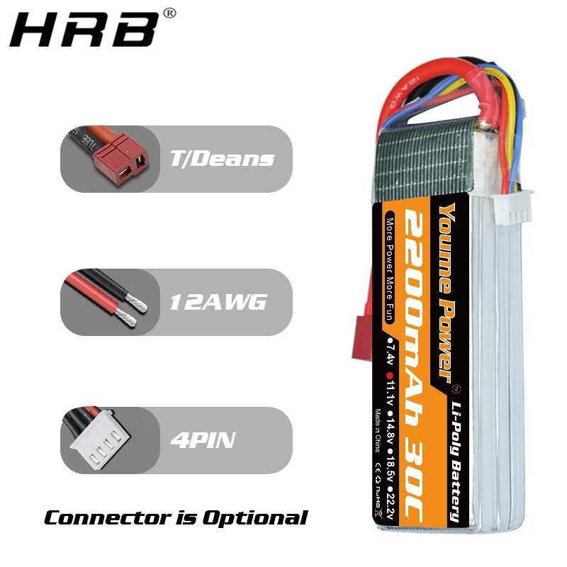 Youme Lipo батарея 3S 11,1 V 2200mah 4S 14,8 V 4200mah 6000mah 6S 22,2 V RC гоночные самолеты автомобили грузовик лодка запчасти 50C T Deans XT60