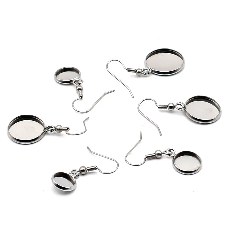 20pc Stainless Steel Cabochon Earring Settings Fit 6 8 10 12 14 16 18 20 25 30mm Blank Base Diy Earrings Hooks Jewelry Findings images - 6